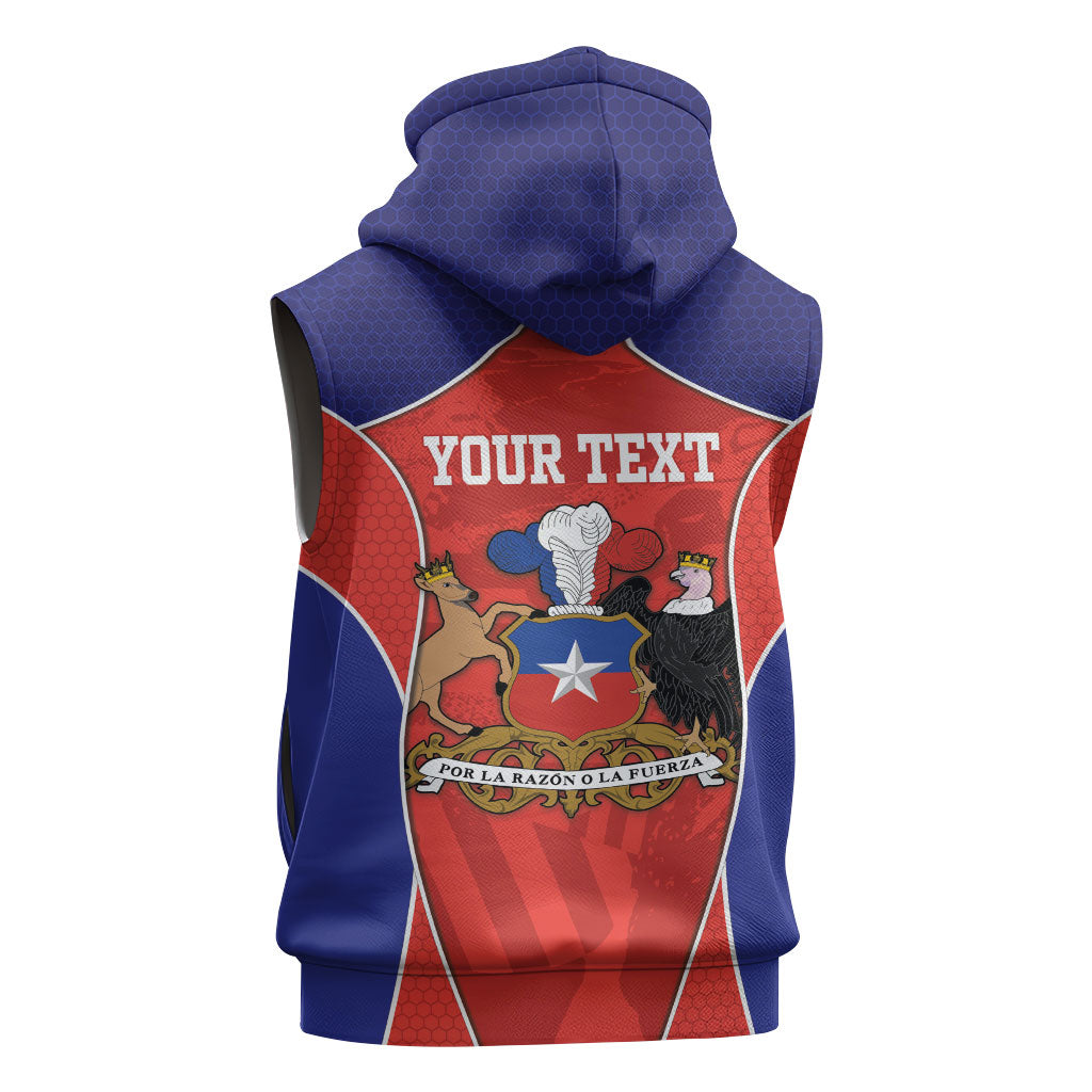 Personalized Chile Independence Day Sleeveless Zip Hoodie Fiestas Patrias Coat Of Arms Style