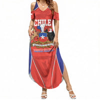 Personalized Chile Independence Day Summer Maxi Dress Fiestas Patrias Coat Of Arms Style