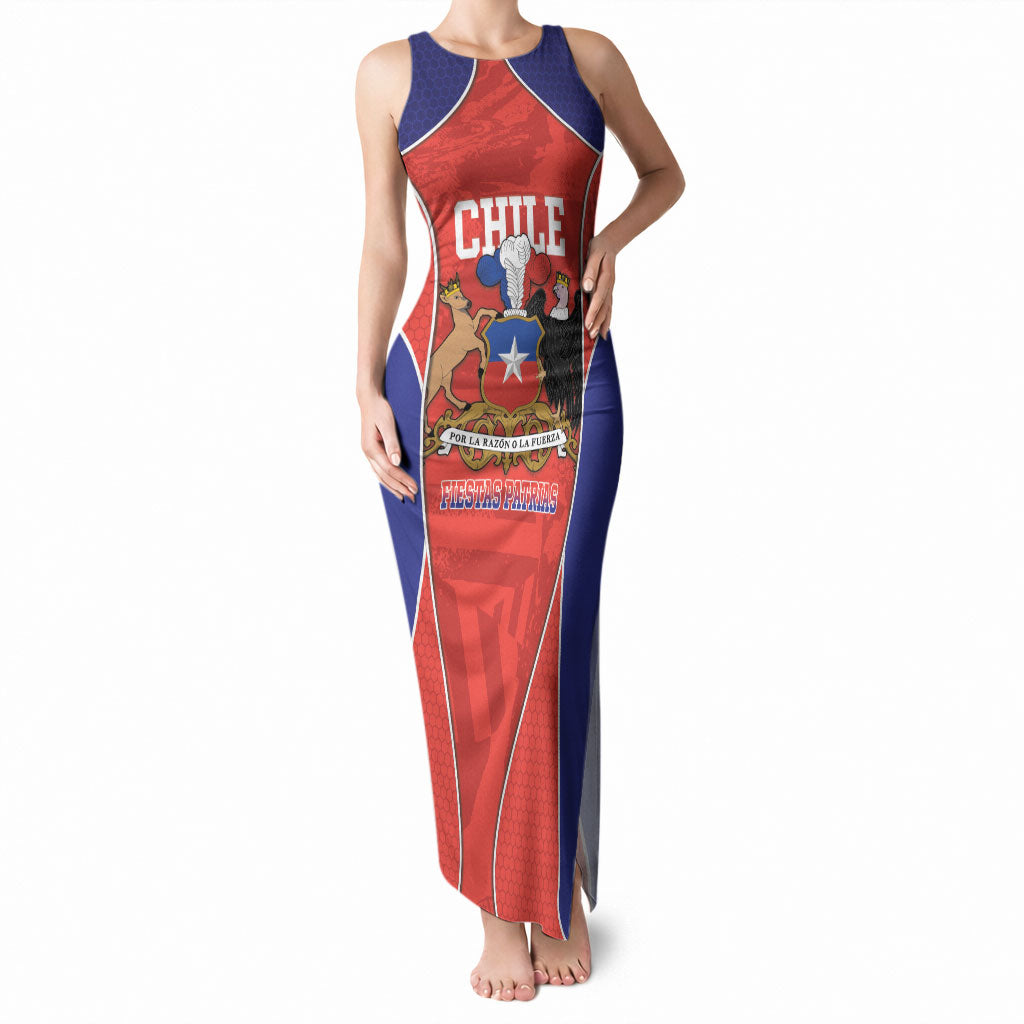 Personalized Chile Independence Day Tank Maxi Dress Fiestas Patrias Coat Of Arms Style