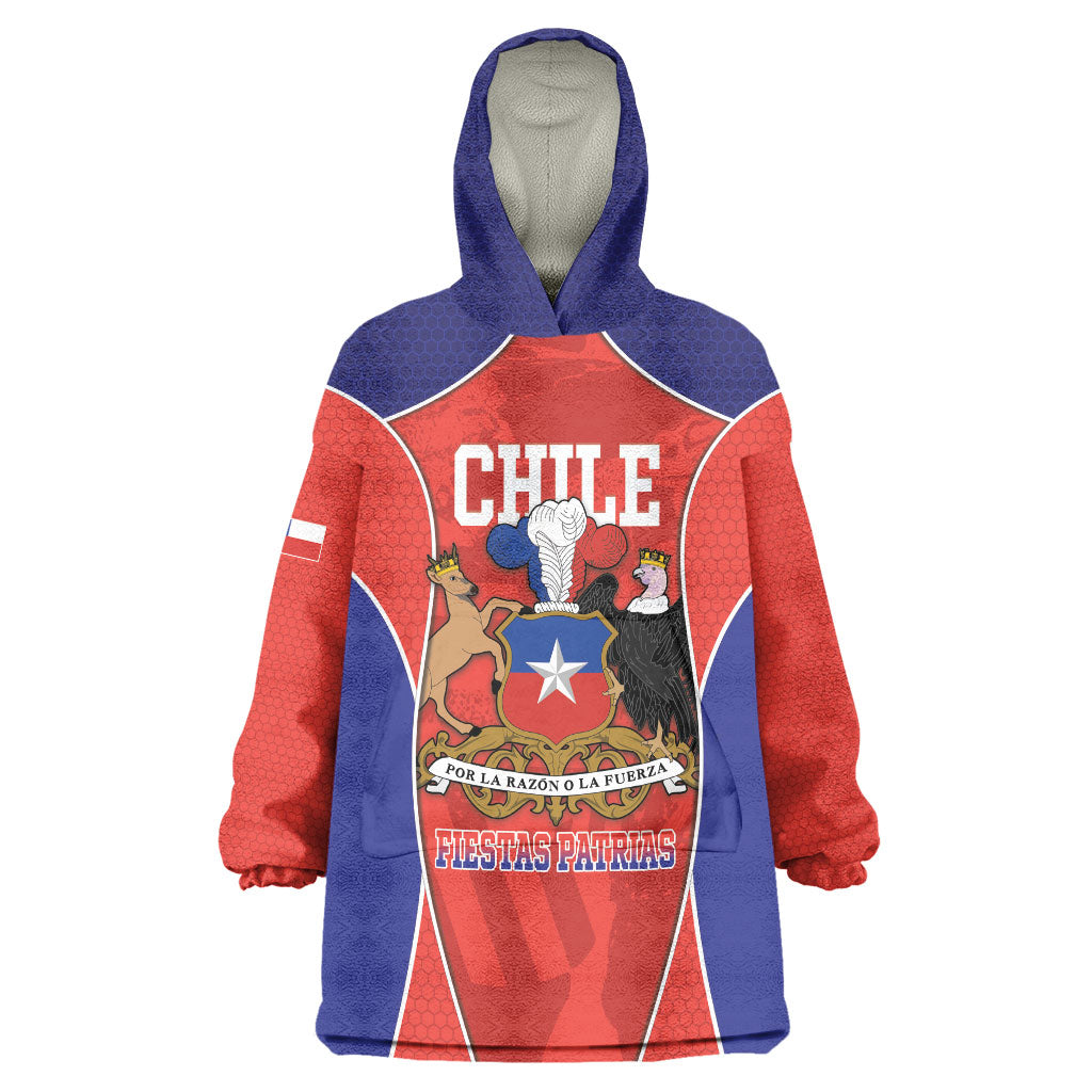 Personalized Chile Independence Day Wearable Blanket Hoodie Fiestas Patrias Coat Of Arms Style