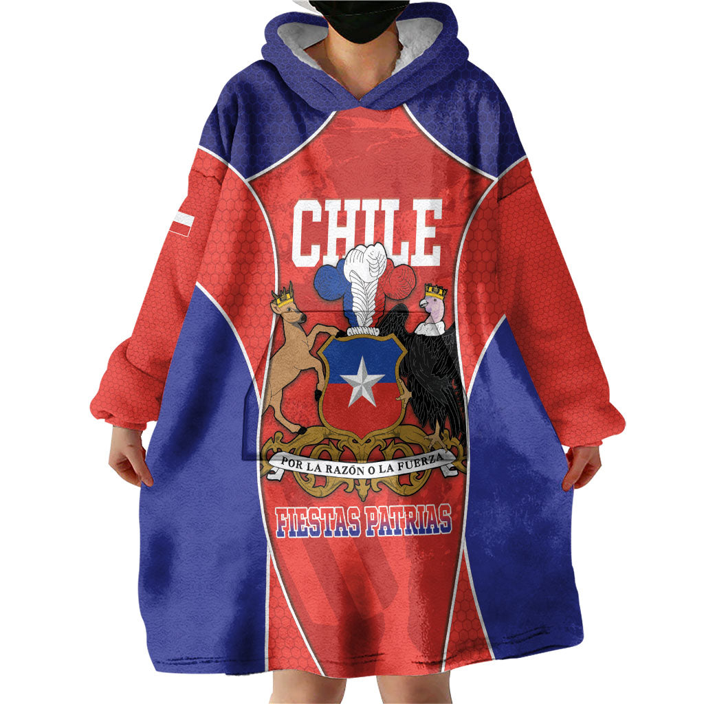 Personalized Chile Independence Day Wearable Blanket Hoodie Fiestas Patrias Coat Of Arms Style