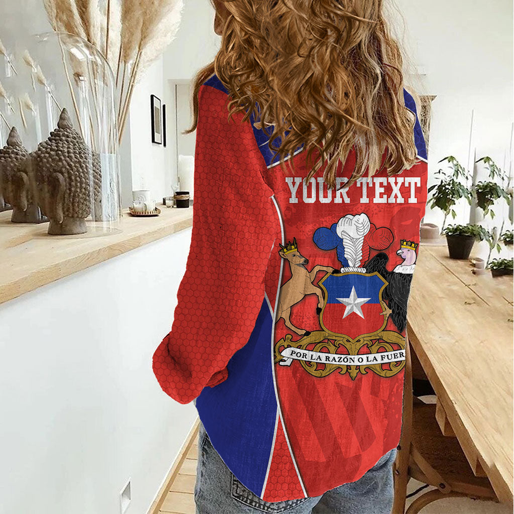 Personalized Chile Independence Day Women Casual Shirt Fiestas Patrias Coat Of Arms Style
