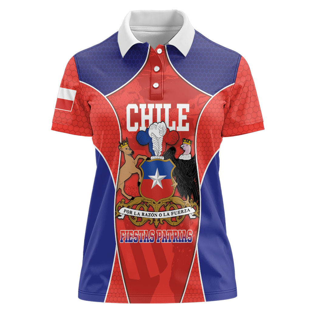 Personalized Chile Independence Day Women Polo Shirt Fiestas Patrias Coat Of Arms Style