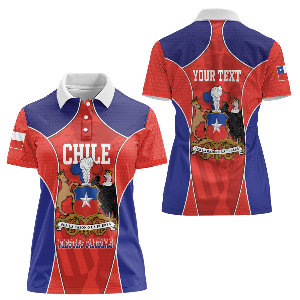 Personalized Chile Independence Day Women Polo Shirt Fiestas Patrias Coat Of Arms Style