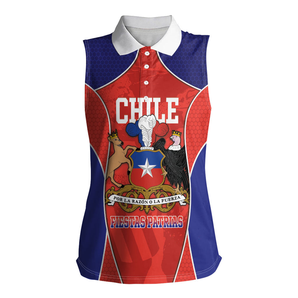 Personalized Chile Independence Day Women Sleeveless Polo Shirt Fiestas Patrias Coat Of Arms Style