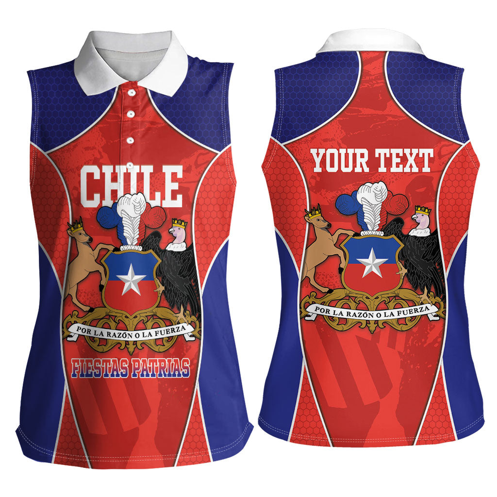 Personalized Chile Independence Day Women Sleeveless Polo Shirt Fiestas Patrias Coat Of Arms Style
