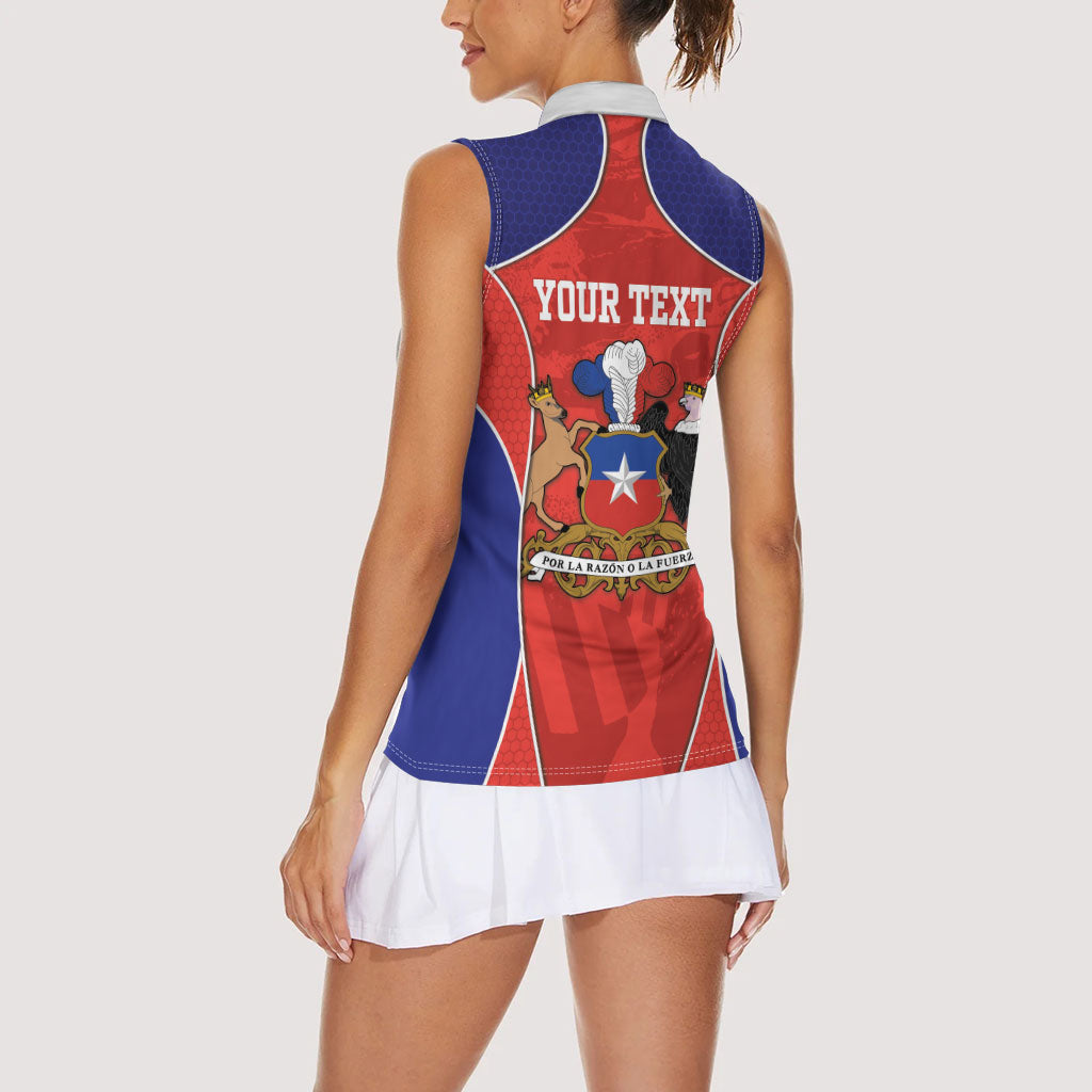 Personalized Chile Independence Day Women Sleeveless Polo Shirt Fiestas Patrias Coat Of Arms Style