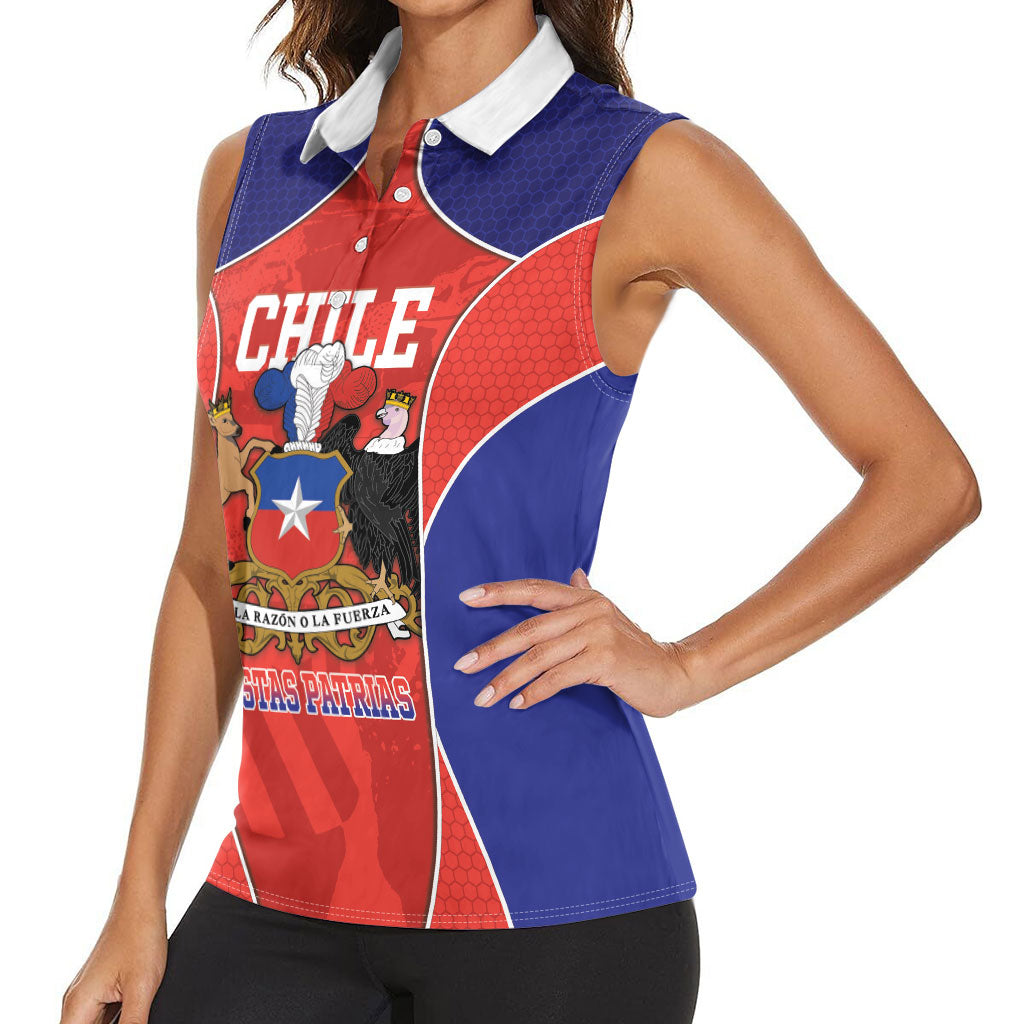 Personalized Chile Independence Day Women Sleeveless Polo Shirt Fiestas Patrias Coat Of Arms Style