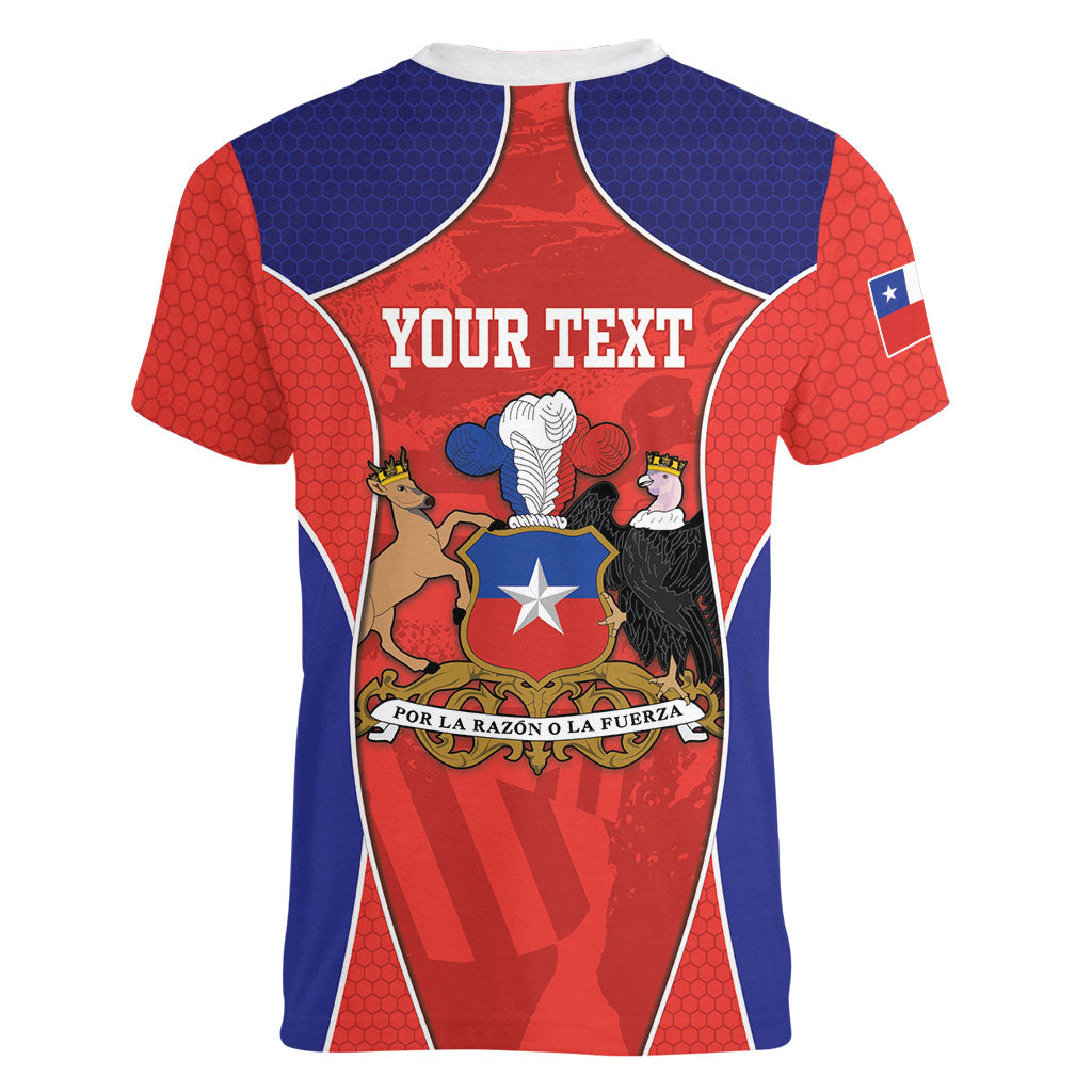 Personalized Chile Independence Day Women V-Neck T-Shirt Fiestas Patrias Coat Of Arms Style