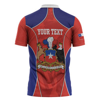 Personalized Chile Independence Day Zipper Polo Shirt Fiestas Patrias Coat Of Arms Style