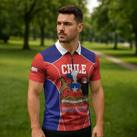 Personalized Chile Independence Day Zipper Polo Shirt Fiestas Patrias Coat Of Arms Style