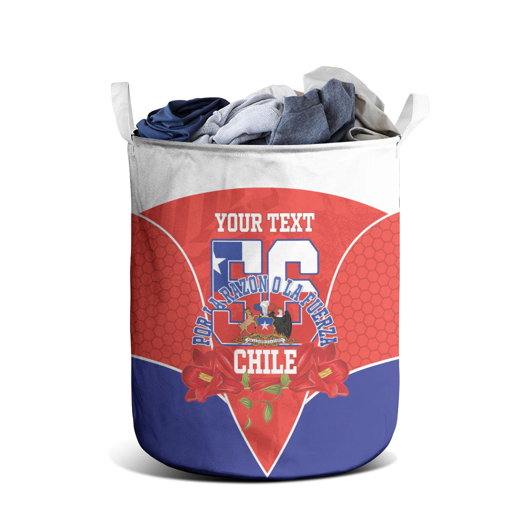 Personalized Chile Independence Day Laundry Basket Chilean Code 56 Copihue Flowers