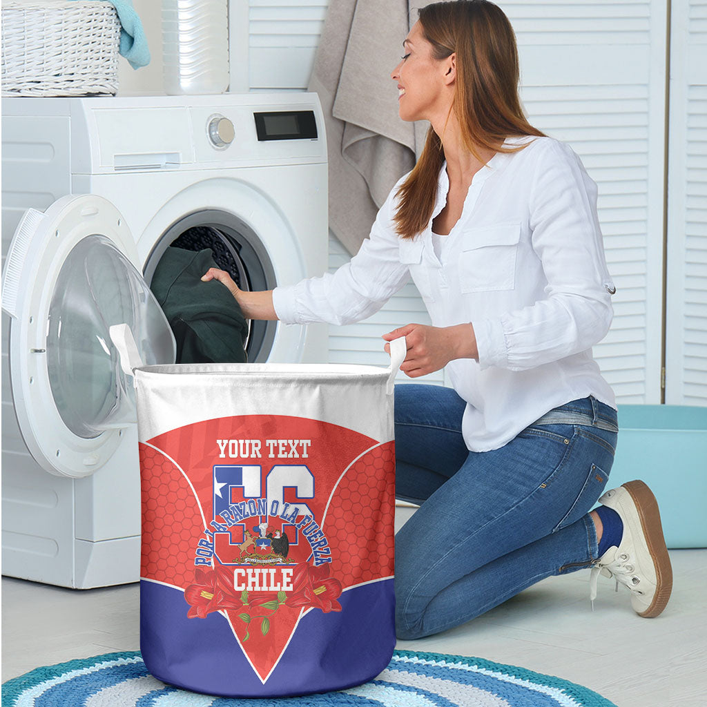 Personalized Chile Independence Day Laundry Basket Chilean Code 56 Copihue Flowers