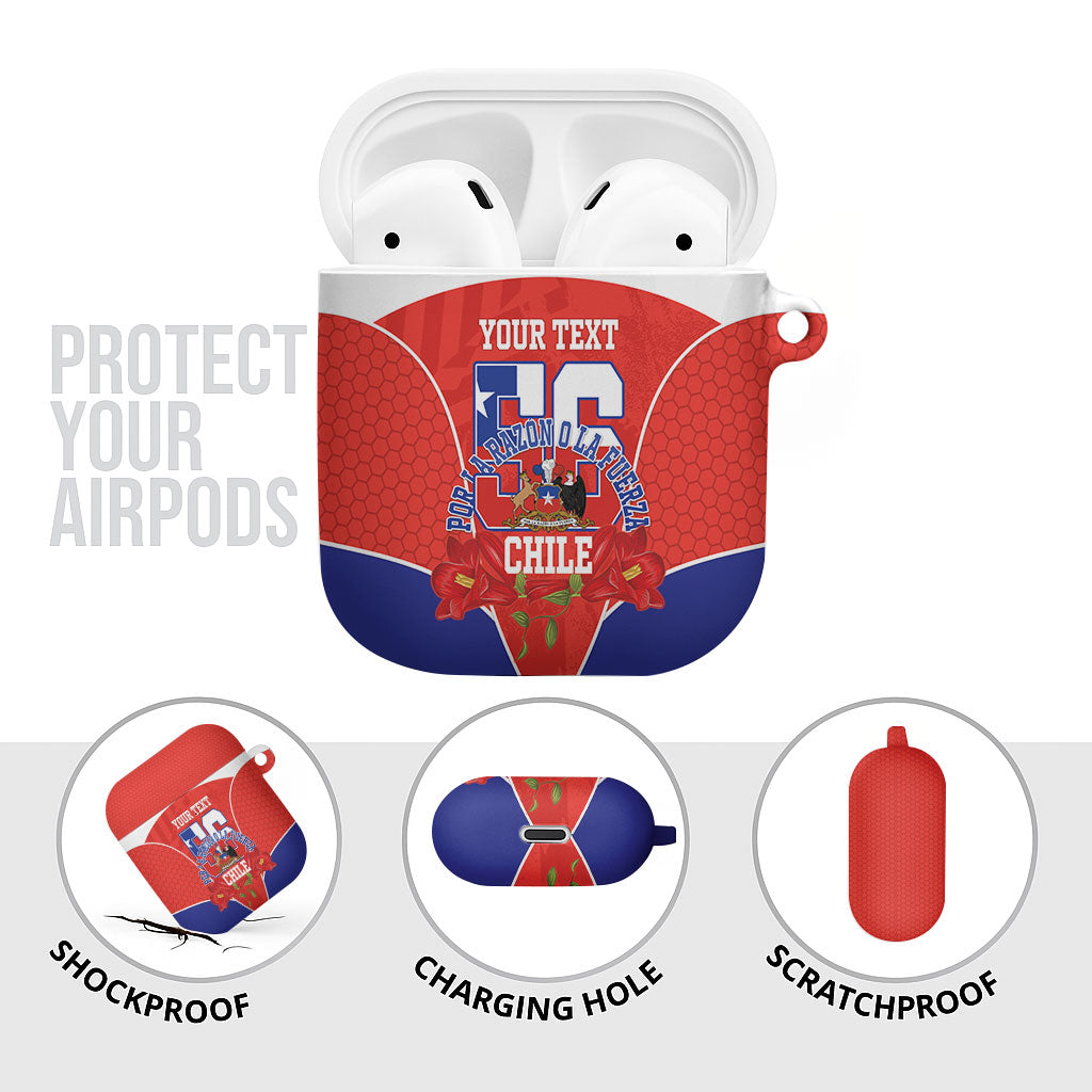 Personalized Chile Independence Day AirPods Case Chilean Code 56 Copihue Flowers