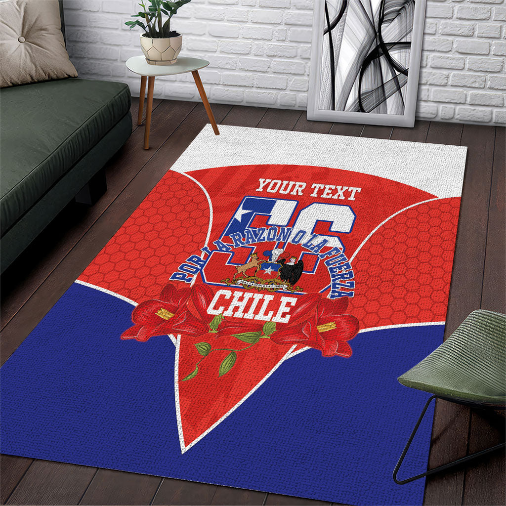 Personalized Chile Independence Day Area Rug Chilean Code 56 Copihue Flowers