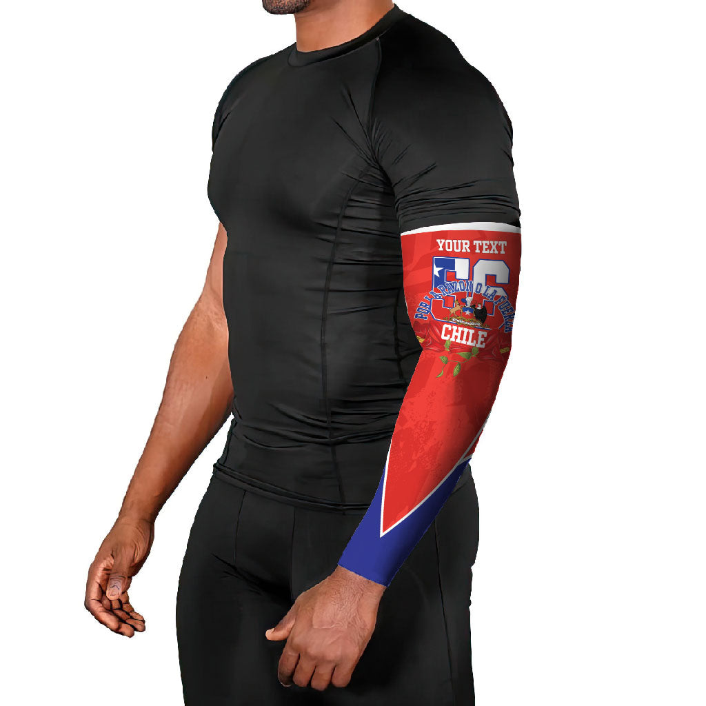 Personalized Chile Independence Day Arm Sleeves Chilean Code 56 Copihue Flowers