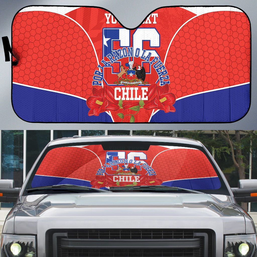 Personalized Chile Independence Day Auto Sun Shade Chilean Code 56 Copihue Flowers
