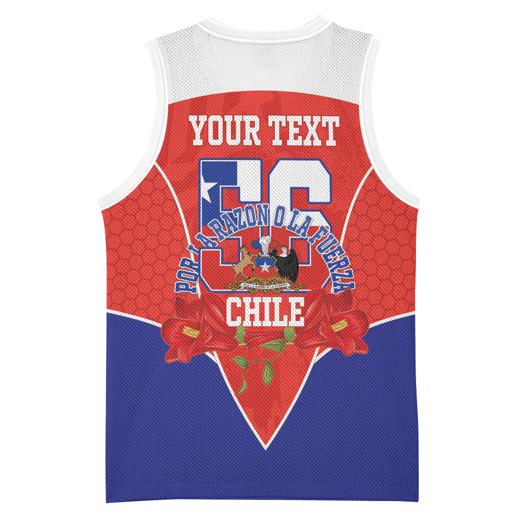 Personalized Chile Independence Day Basketball Jersey Chilean Code 56 Copihue Flowers