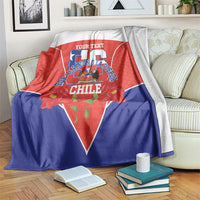 Personalized Chile Independence Day Blanket Chilean Code 56 Copihue Flowers