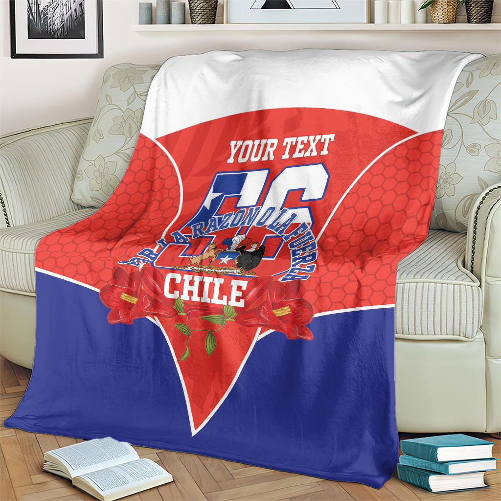 Personalized Chile Independence Day Blanket Chilean Code 56 Copihue Flowers