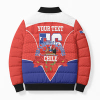 Personalized Chile Independence Day Bomber Puffer Jacket Chilean Code 56 Copihue Flowers