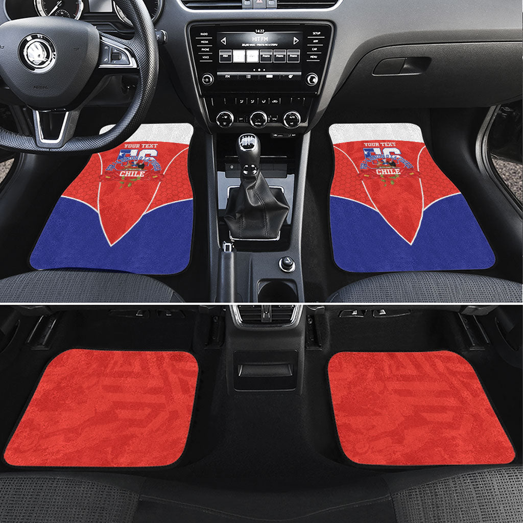 Personalized Chile Independence Day Car Mats Chilean Code 56 Copihue Flowers