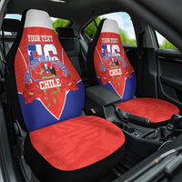 Personalized Chile Independence Day Car Seat Cover Chilean Code 56 Copihue Flowers