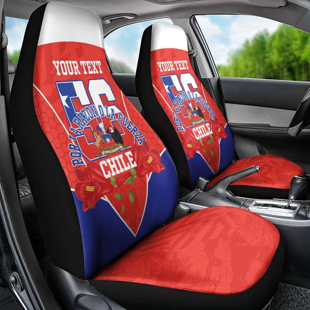 Personalized Chile Independence Day Car Seat Cover Chilean Code 56 Copihue Flowers
