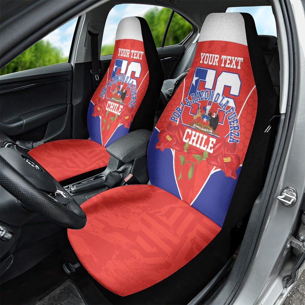 Personalized Chile Independence Day Car Seat Cover Chilean Code 56 Copihue Flowers