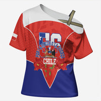 Personalized Chile Independence Day Cross Shoulder Shirt Chilean Code 56 Copihue Flowers