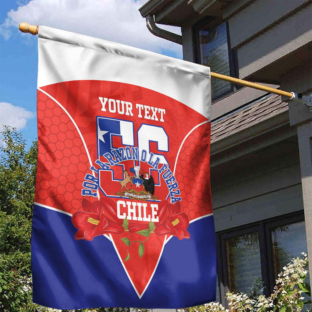 Personalized Chile Independence Day Garden Flag Chilean Code 56 Copihue Flowers