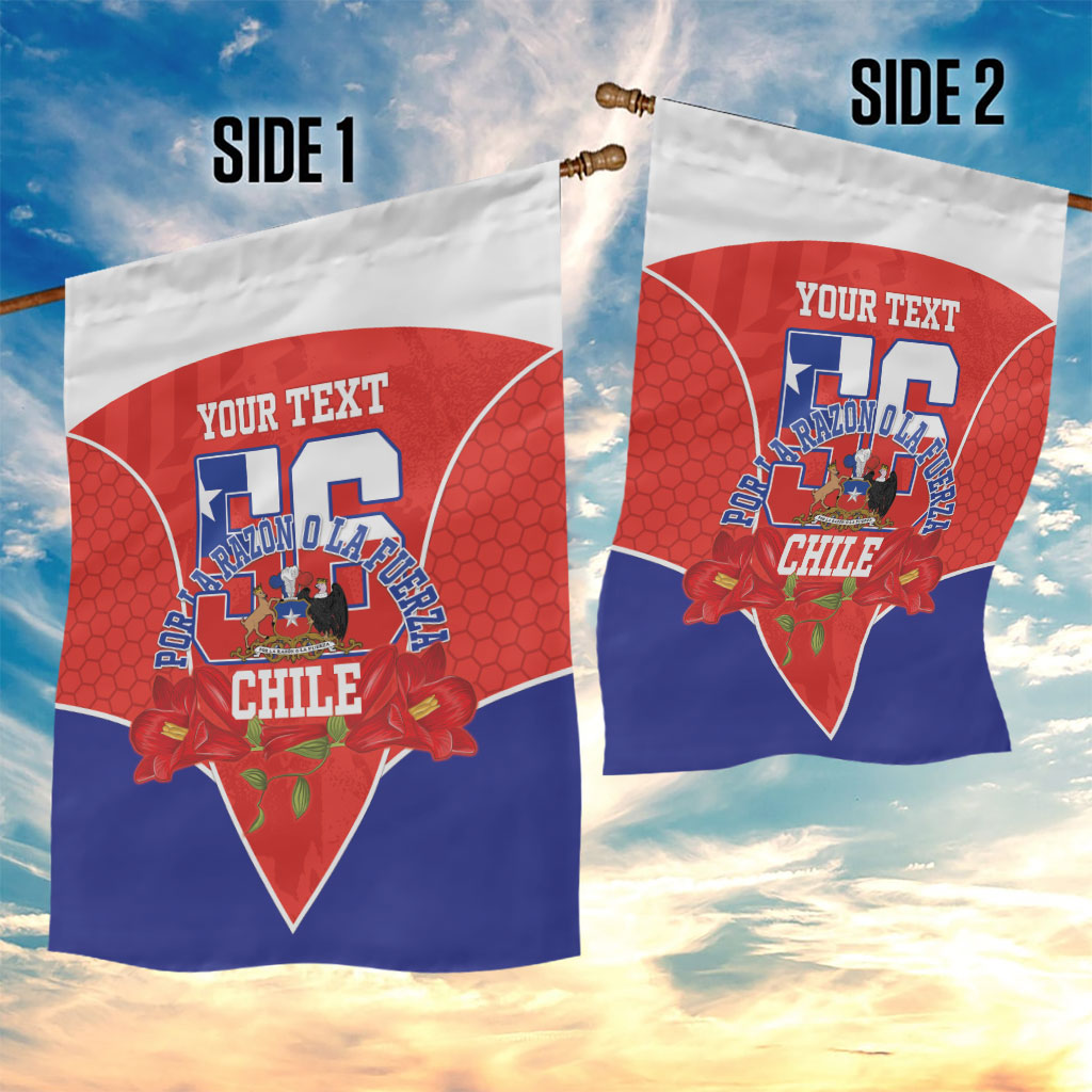 Personalized Chile Independence Day Garden Flag Chilean Code 56 Copihue Flowers
