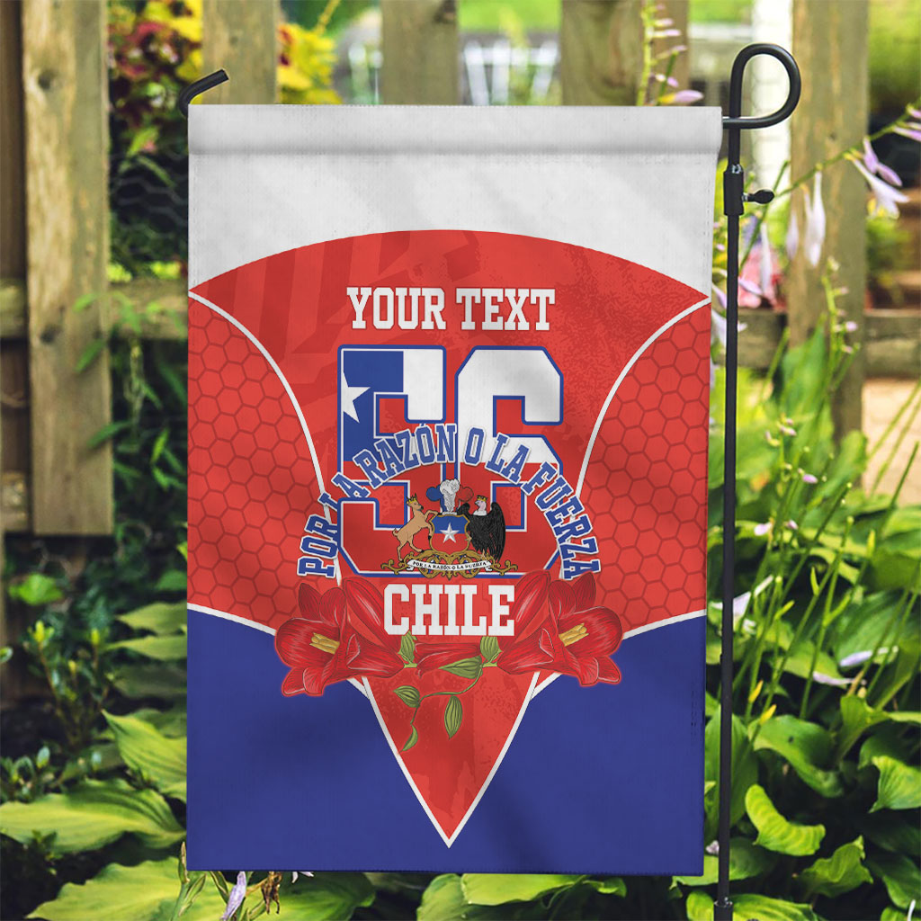 Personalized Chile Independence Day Garden Flag Chilean Code 56 Copihue Flowers