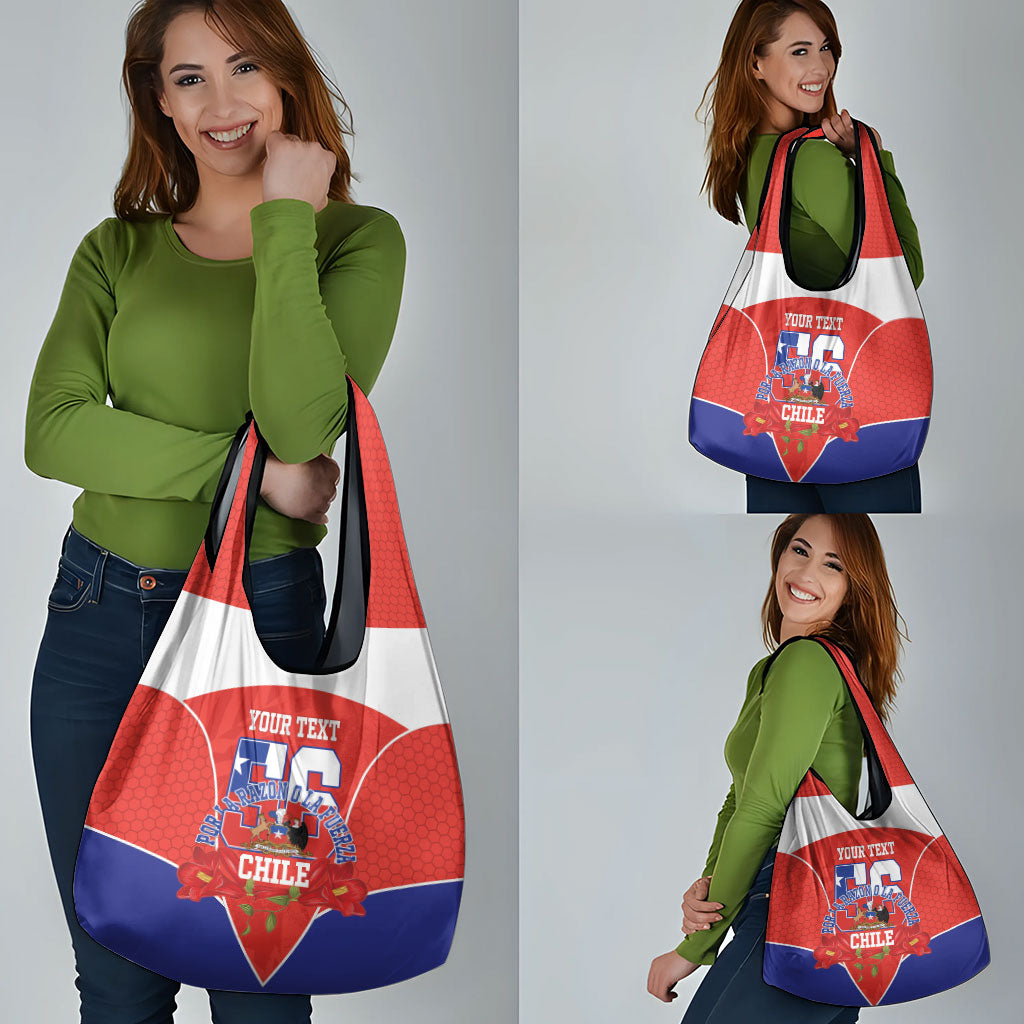 Personalized Chile Independence Day Grocery Bag Chilean Code 56 Copihue Flowers
