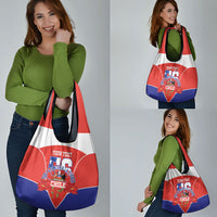 Personalized Chile Independence Day Grocery Bag Chilean Code 56 Copihue Flowers