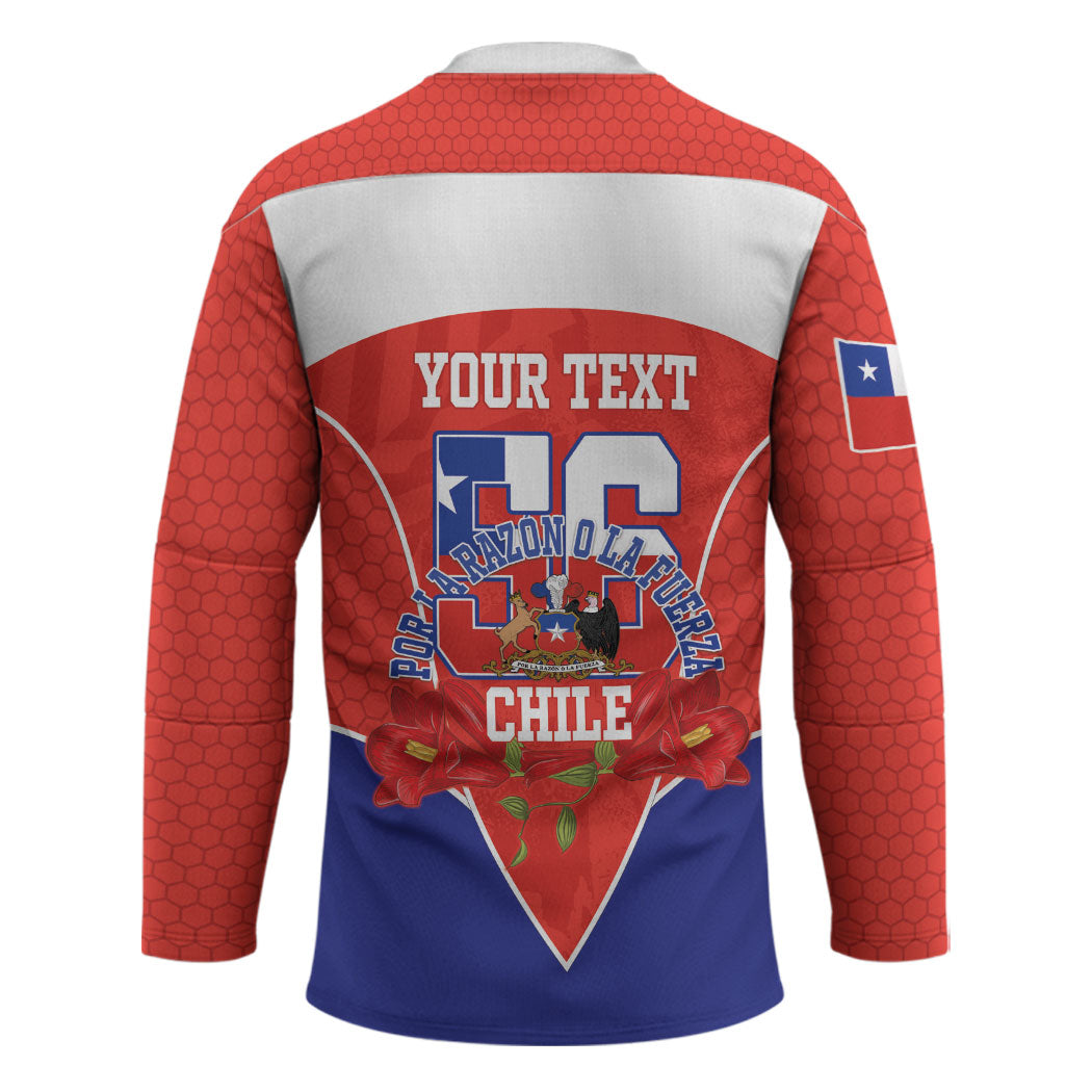 Personalized Chile Independence Day Hockey Jersey Chilean Code 56 Copihue Flowers