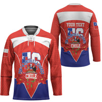Personalized Chile Independence Day Hockey Jersey Chilean Code 56 Copihue Flowers
