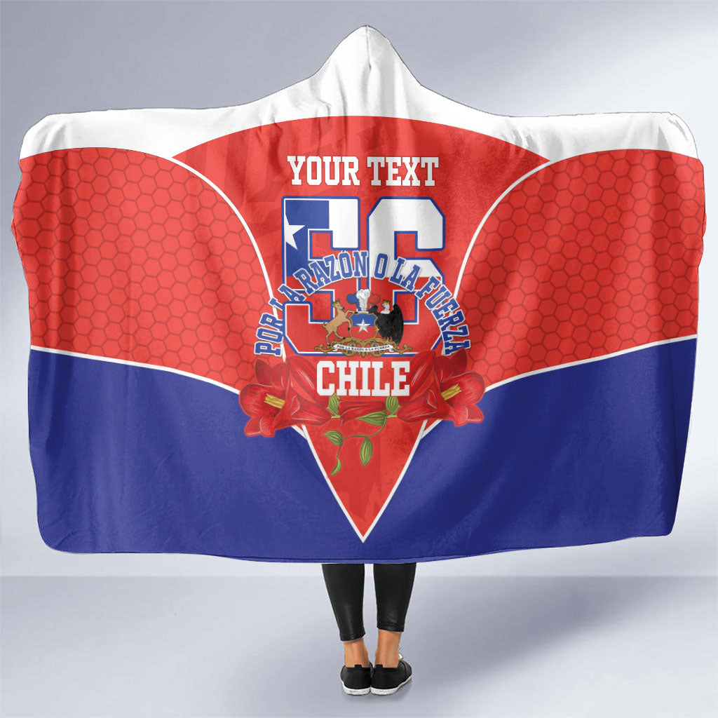 Personalized Chile Independence Day Hooded Blanket Chilean Code 56 Copihue Flowers