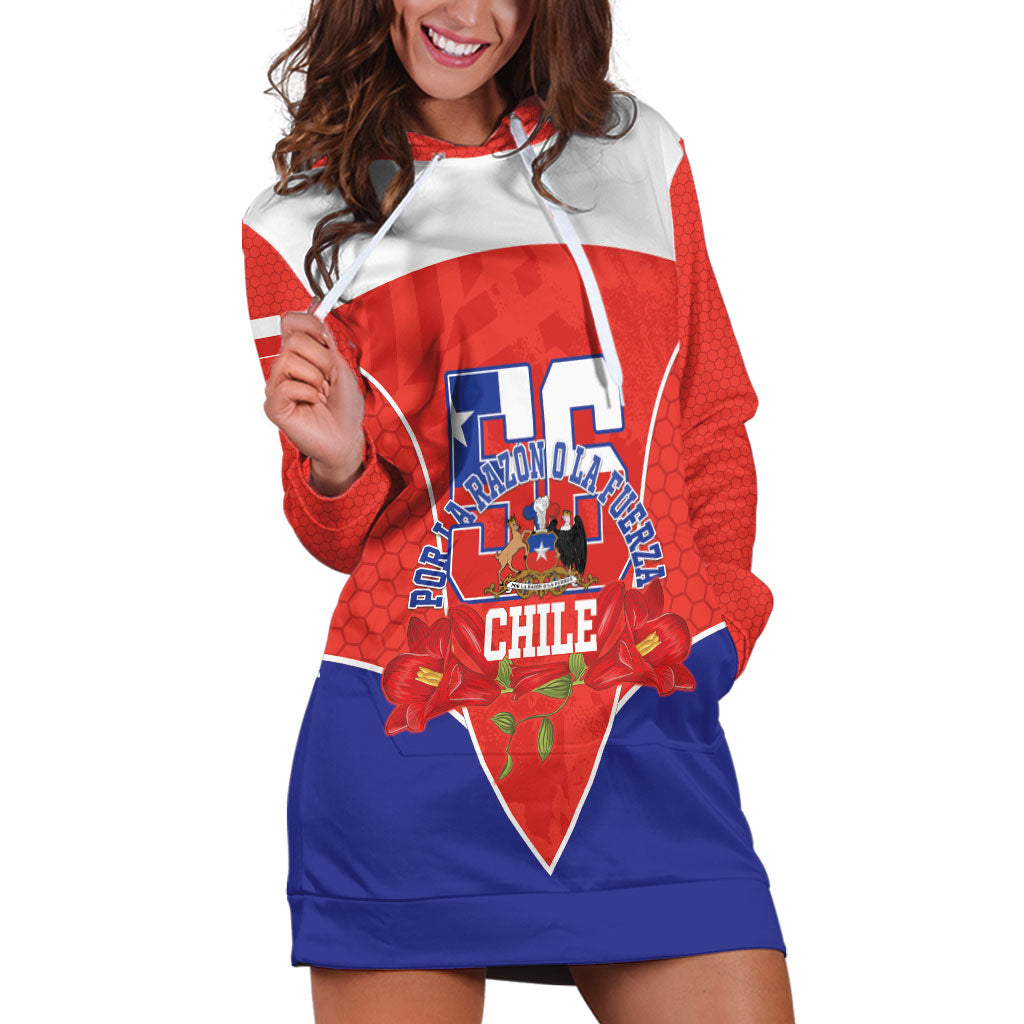 Personalized Chile Independence Day Hoodie Dress Chilean Code 56 Copihue Flowers