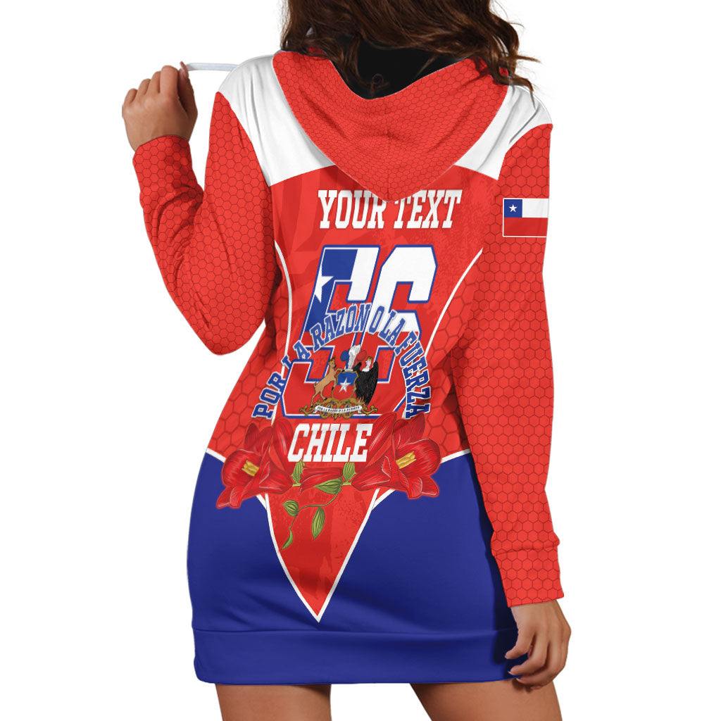 Personalized Chile Independence Day Hoodie Dress Chilean Code 56 Copihue Flowers