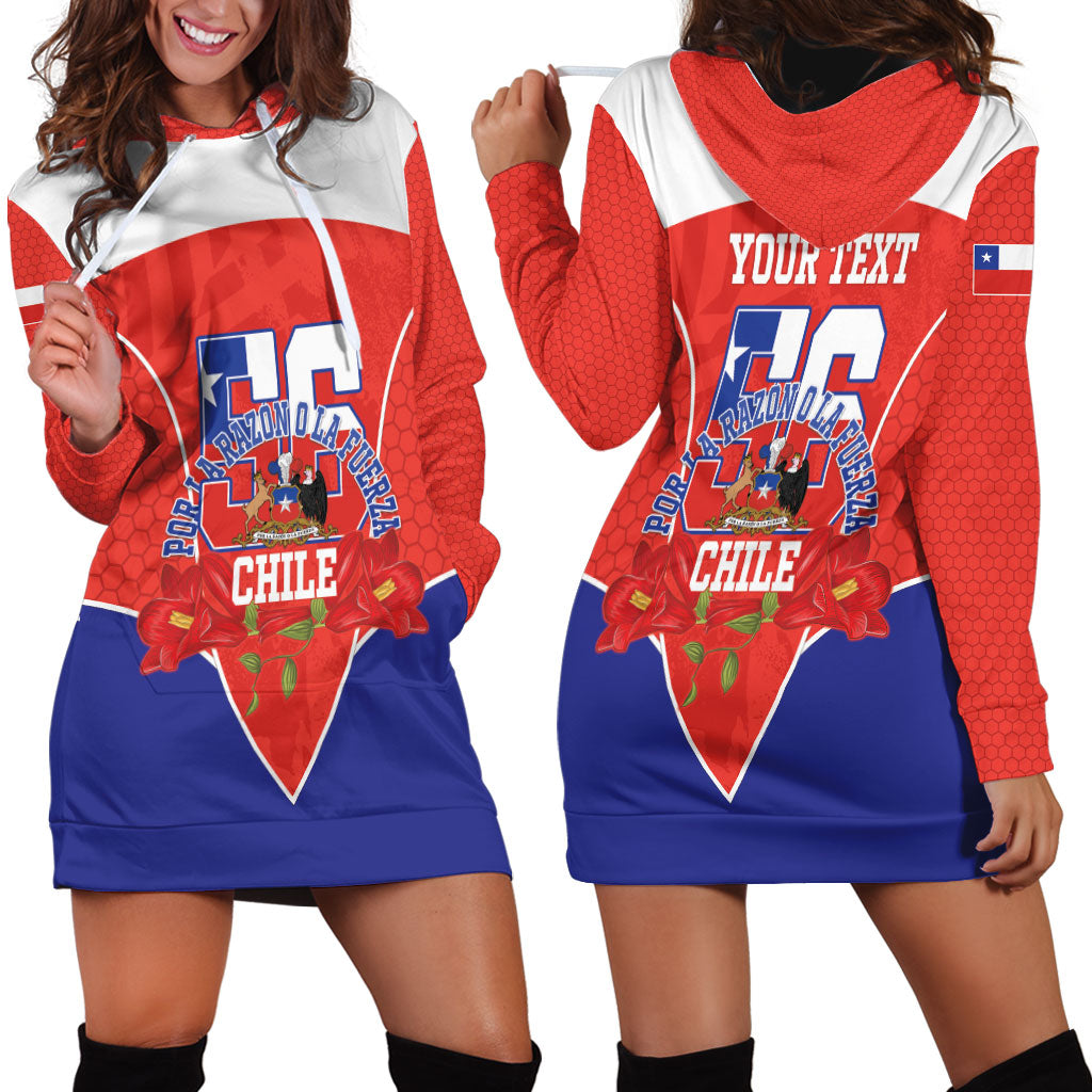 Personalized Chile Independence Day Hoodie Dress Chilean Code 56 Copihue Flowers