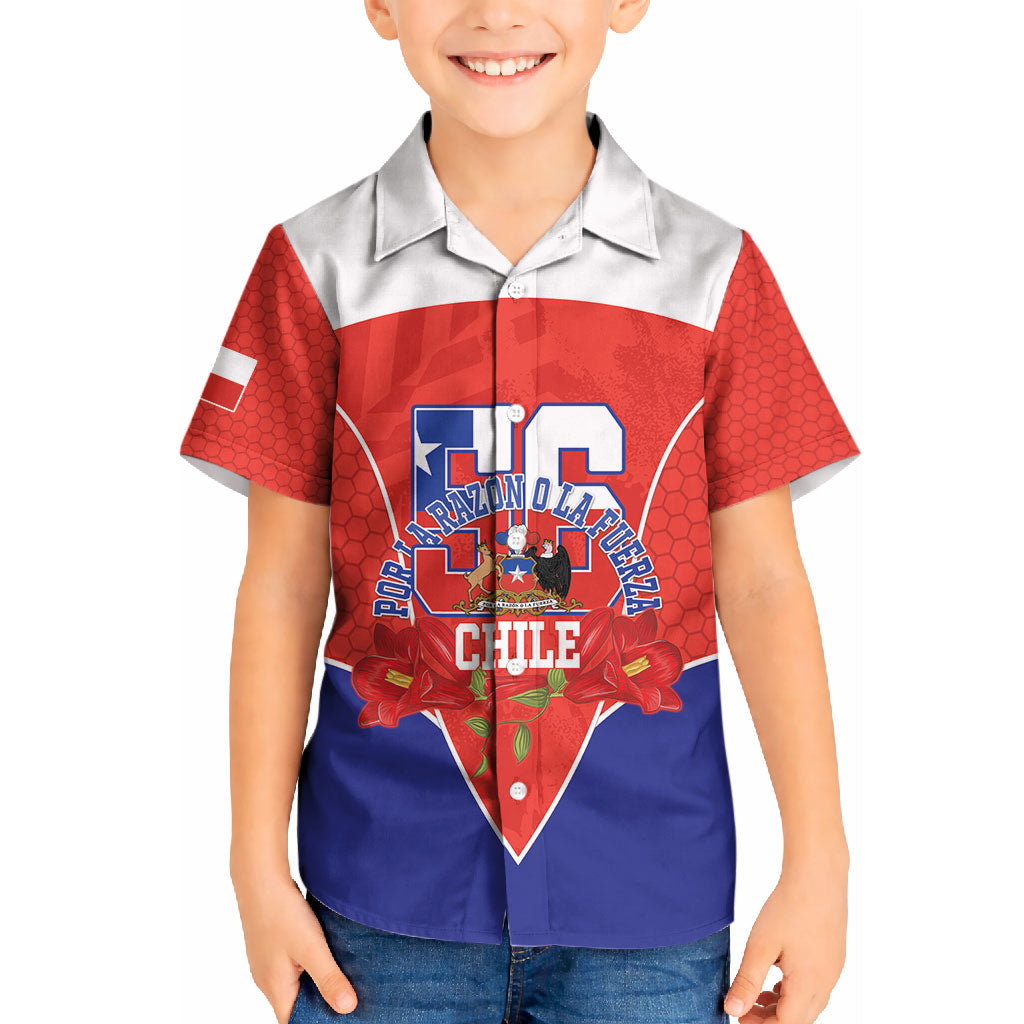 Personalized Chile Independence Day Kid Hawaiian Shirt Chilean Code 56 Copihue Flowers