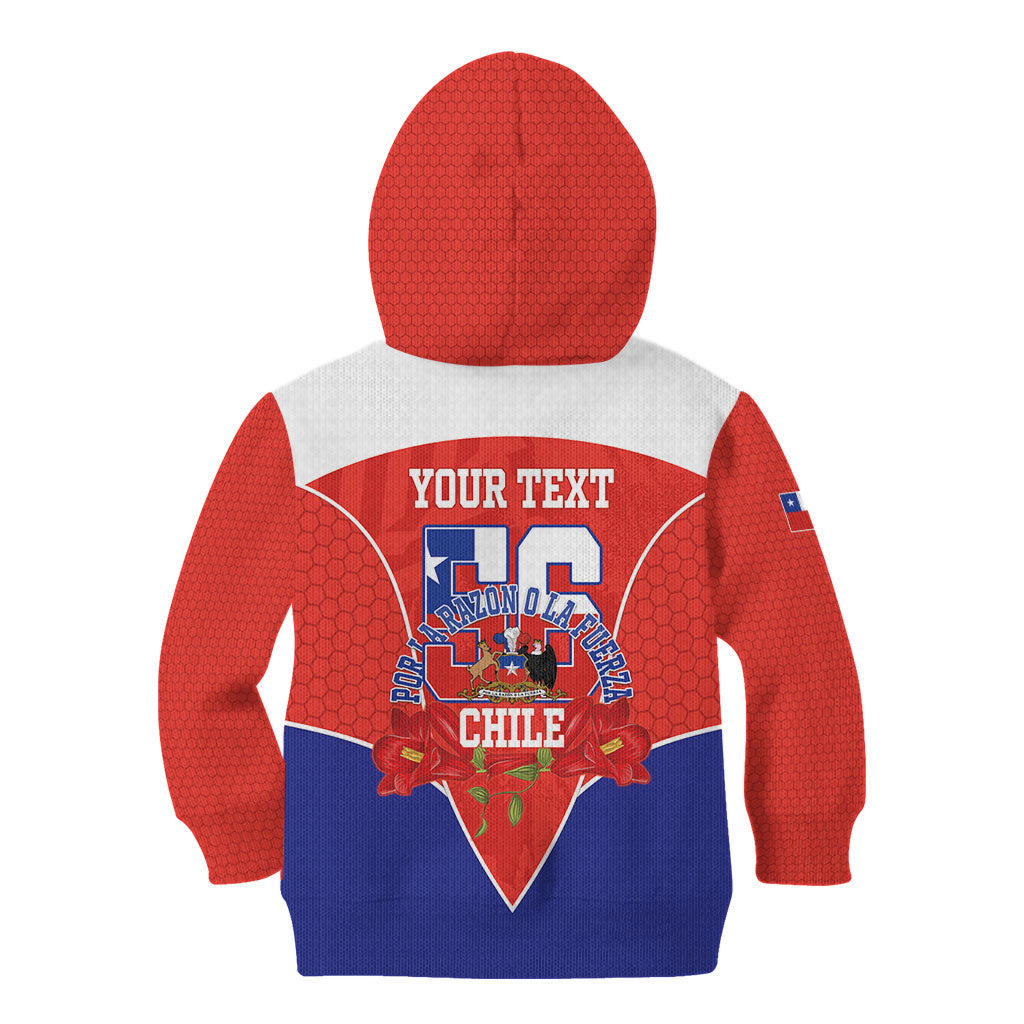 Personalized Chile Independence Day Kid Hoodie Chilean Code 56 Copihue Flowers