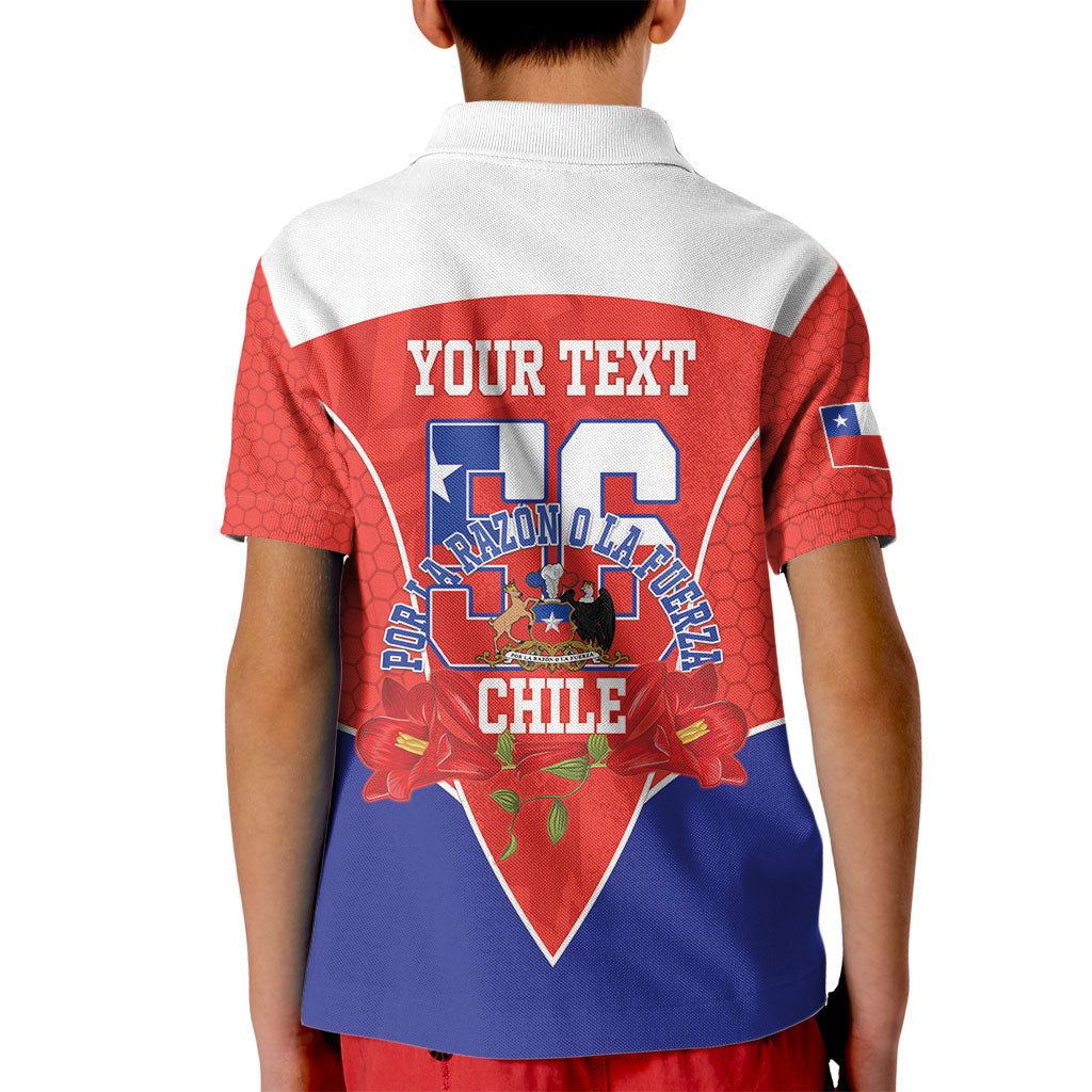 Personalized Chile Independence Day Kid Polo Shirt Chilean Code 56 Copihue Flowers