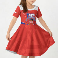 Personalized Chile Independence Day Kid Short Sleeve Dress Chilean Code 56 Copihue Flowers