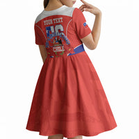 Personalized Chile Independence Day Kid Short Sleeve Dress Chilean Code 56 Copihue Flowers
