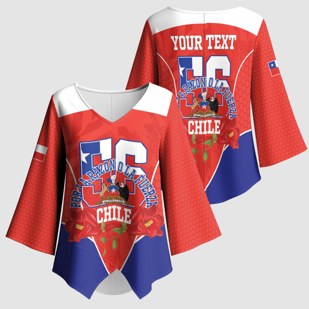 Personalized Chile Independence Day Kimono Sleeve Blouse Chilean Code 56 Copihue Flowers