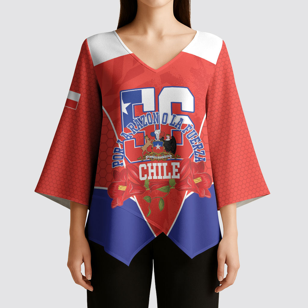 Personalized Chile Independence Day Kimono Sleeve Blouse Chilean Code 56 Copihue Flowers