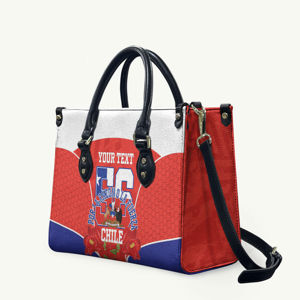 Personalized Chile Independence Day Leather Bag Chilean Code 56 Copihue Flowers