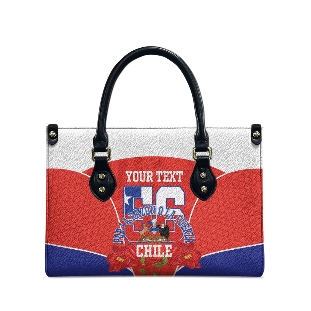 Personalized Chile Independence Day Leather Bag Chilean Code 56 Copihue Flowers